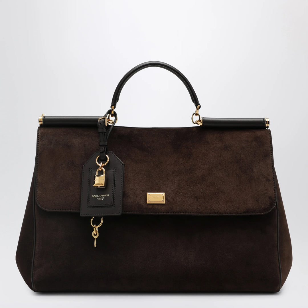 Dolce&amp;Gabbana - My Sicily large ebony brown suede bag