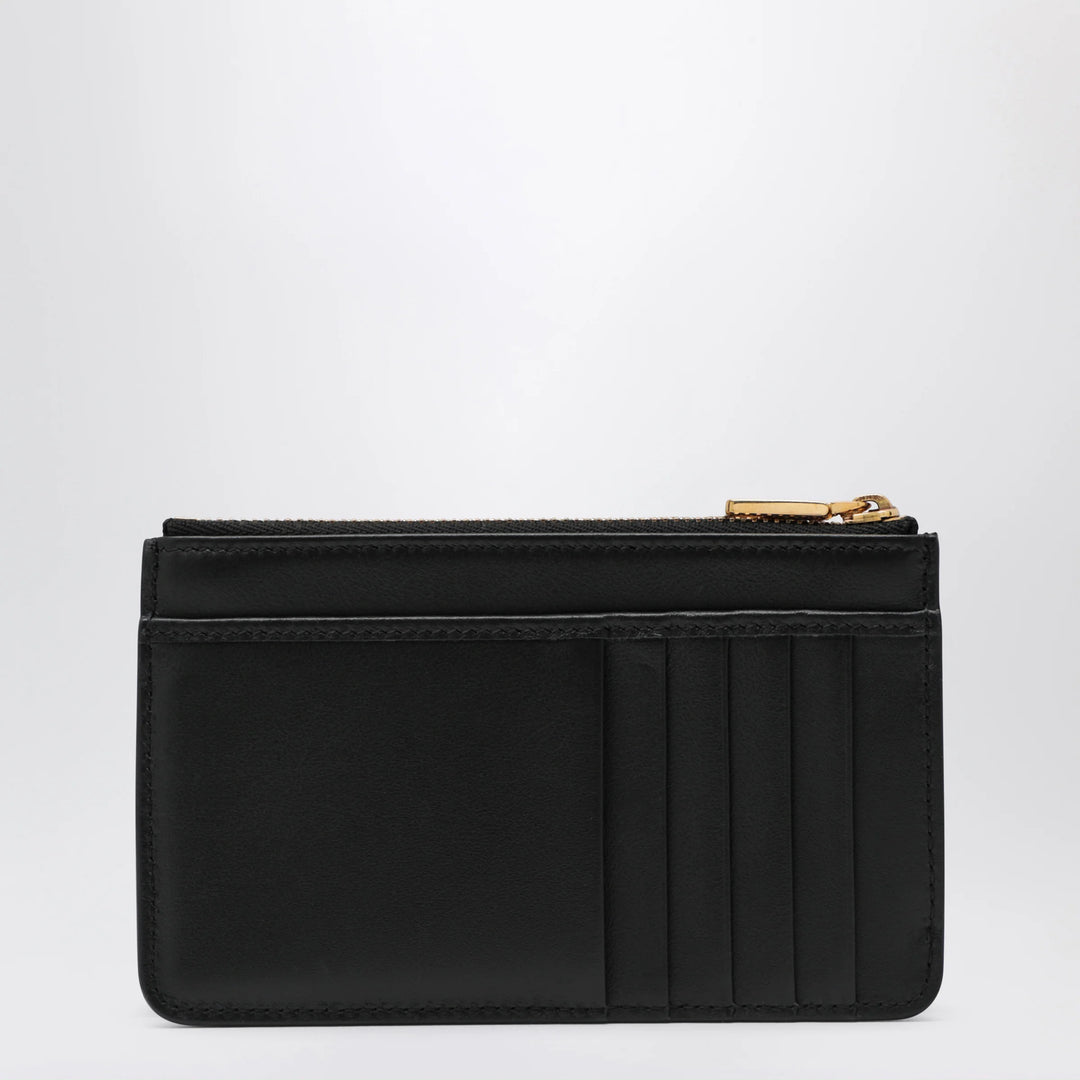 Dolce&amp;Gabbana - Black leather zip card holder with DG logo