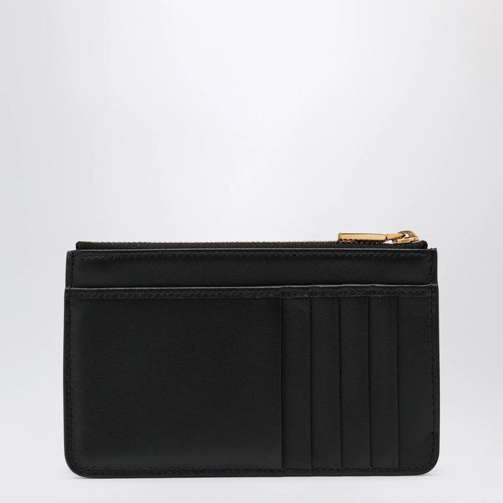 Dolce&amp;Gabbana - Black leather zip card holder with DG logo