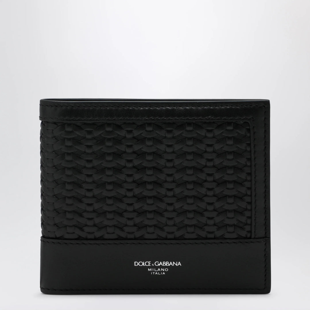 Dolce&amp;Gabbana - Woven plongé calfskin wallet in black