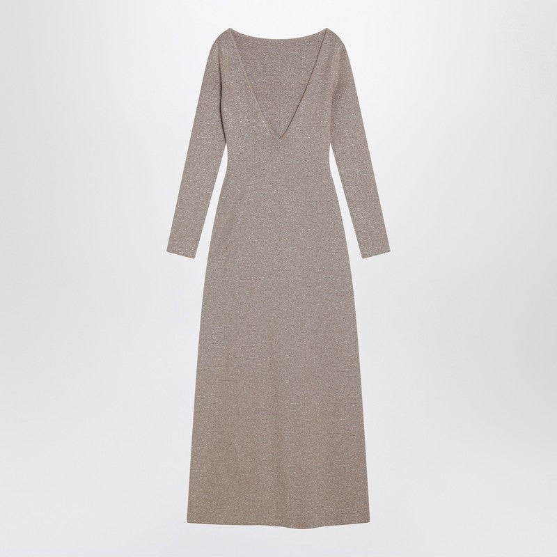 Max Mara Pianoforte Beige dress in viscose and lurex yarn