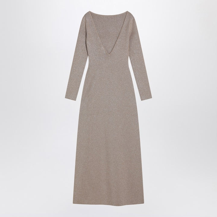 Max Mara Pianoforte Beige dress in viscose and lurex yarn