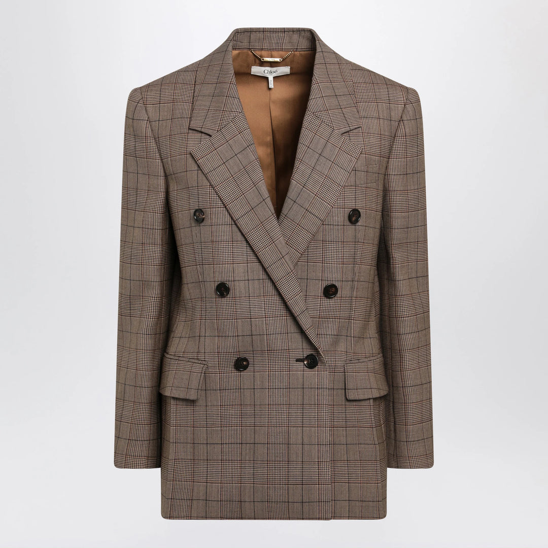 Chloé - Brown Prince of Wales double-breasted jacket