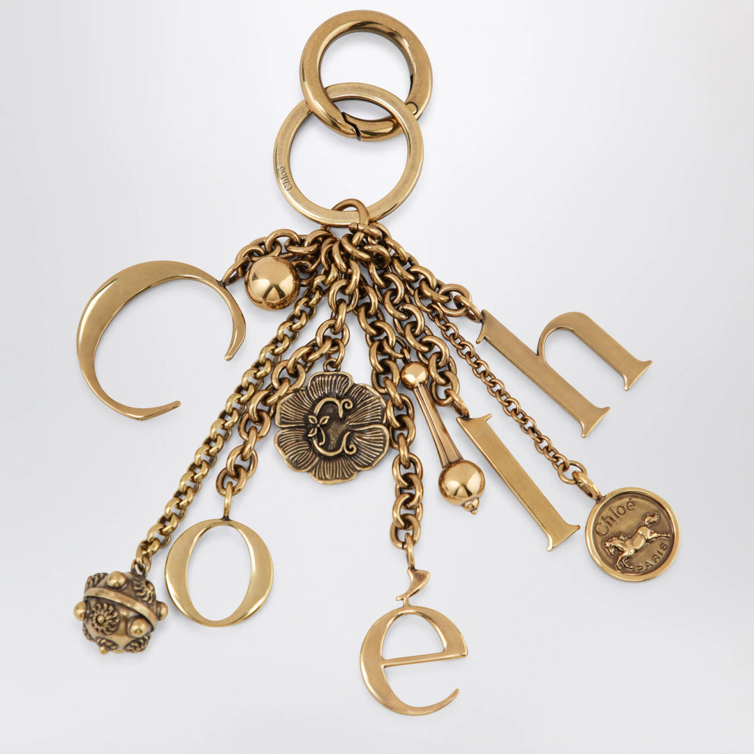 Chloé - Bag charm keyring Symbols Logo in vintage gold brass