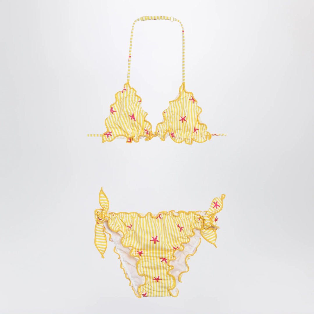 MC2 Saint Barth - Yellow/white striped bikini with starfish