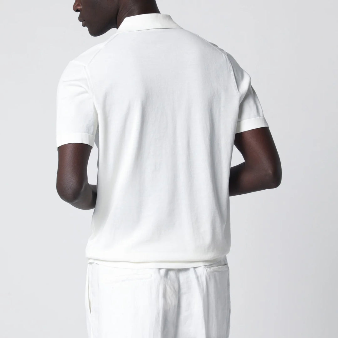 Drumohr - Milk-white cotton knit polo