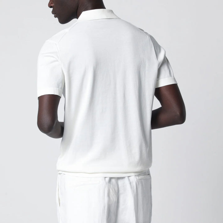 Drumohr - Milk-white cotton knit polo