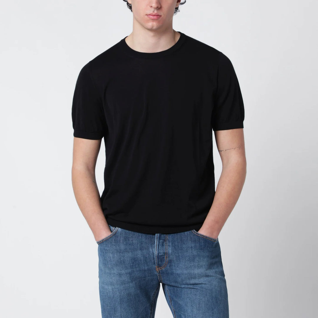 Drumohr - Black cotton crewneck sweater