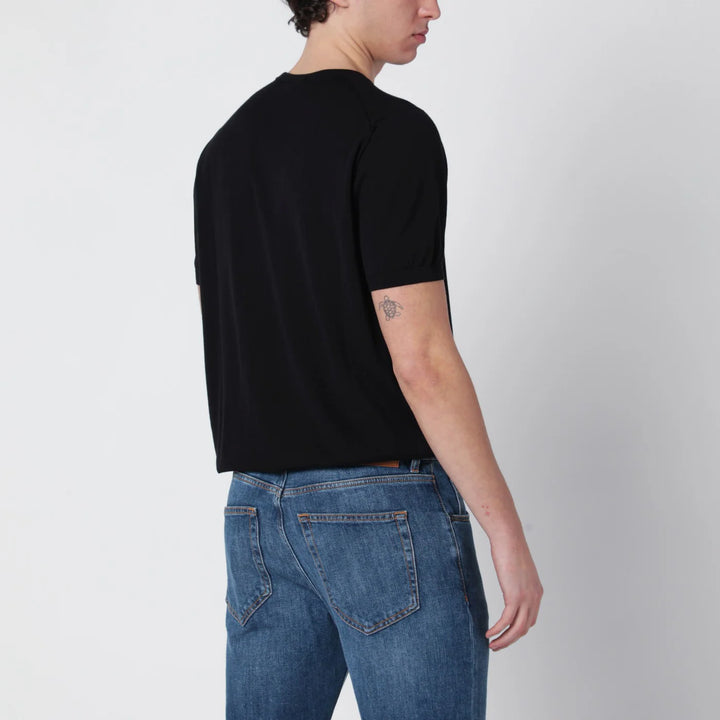 Drumohr - Black cotton crewneck sweater
