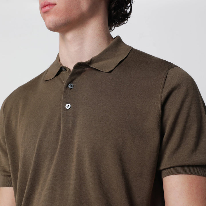 Drumohr - Military green cotton polo shirt