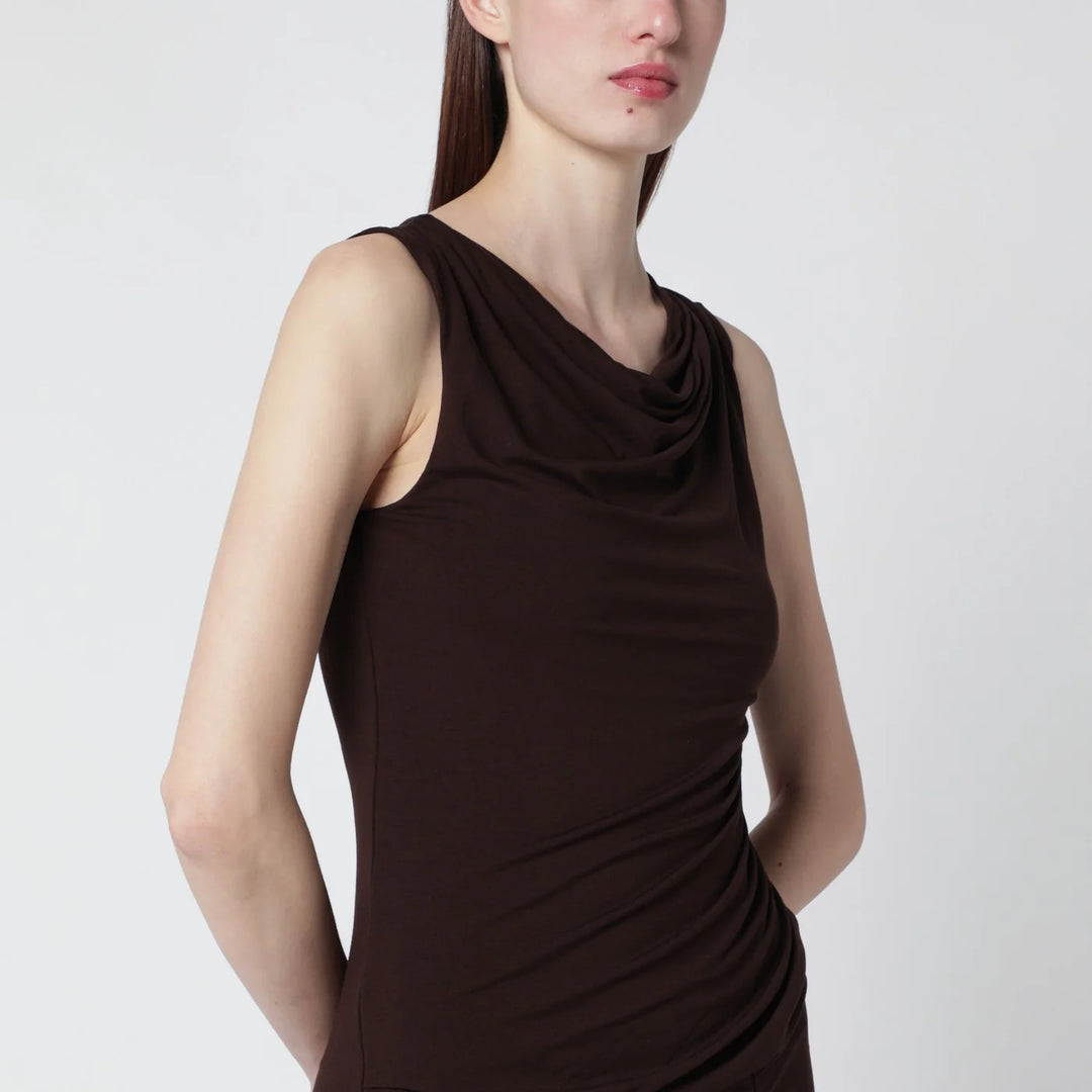 Entire Studios - Tobacco-colored dress with draping