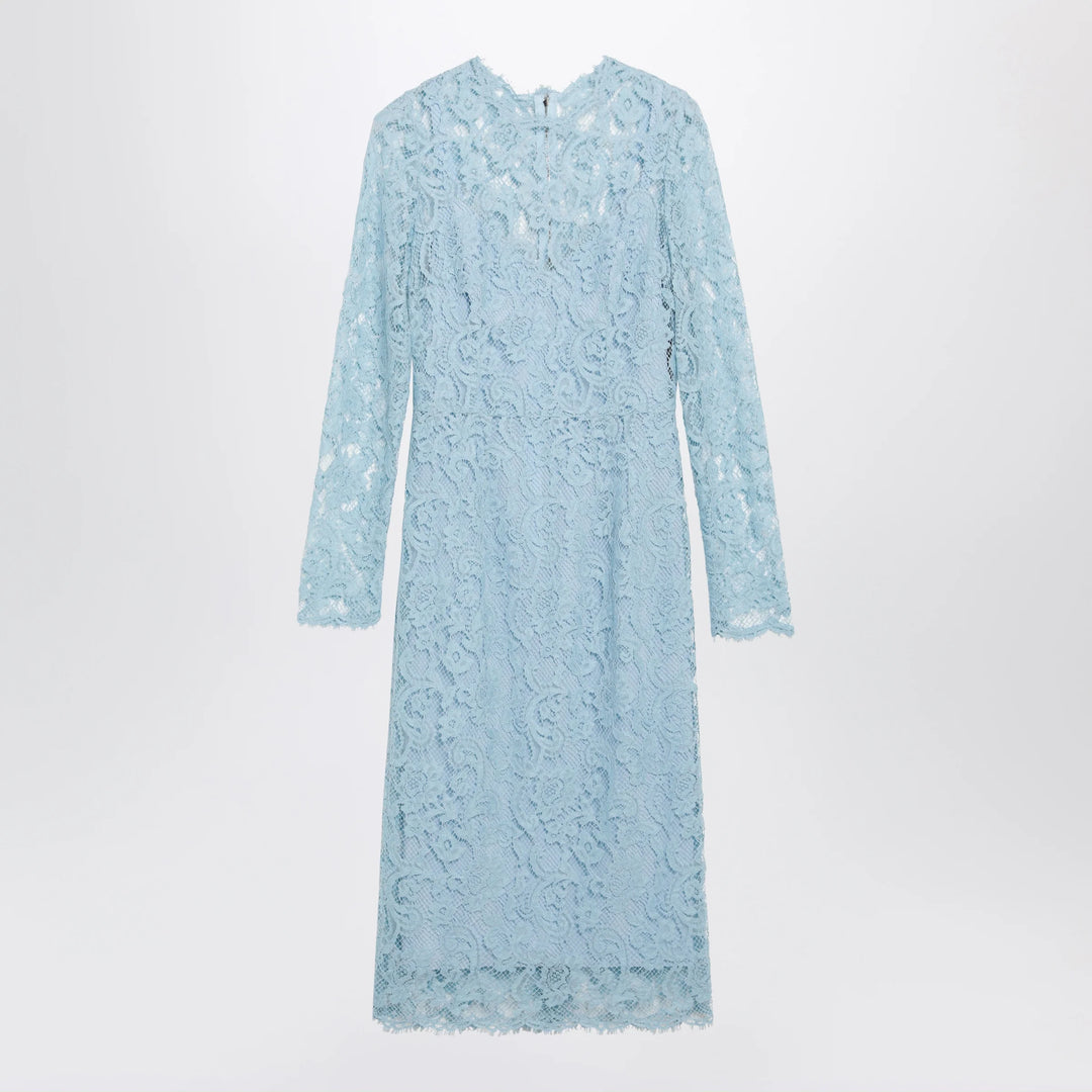 Dolce&amp;Gabbana - Light blue cotton-blend corded lace sheath dress