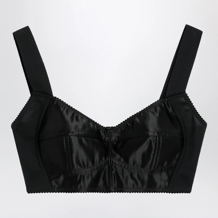 Dolce&amp;Gabbana - Satin corset-style crop bustier in black Brand Apparel &amp; Accessories 40  IT