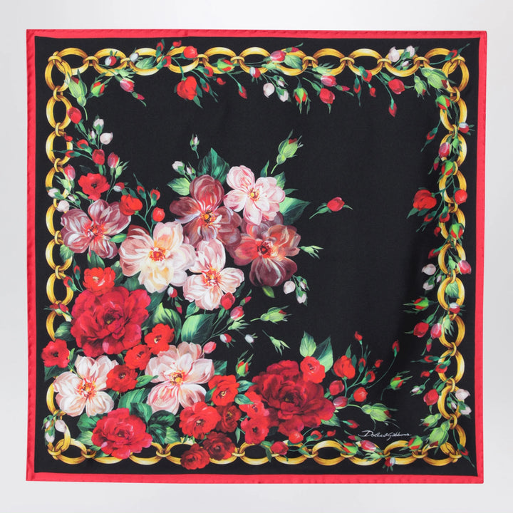 Dolce&amp;Gabbana - 50x50 silk twill scarf with chain border in pink