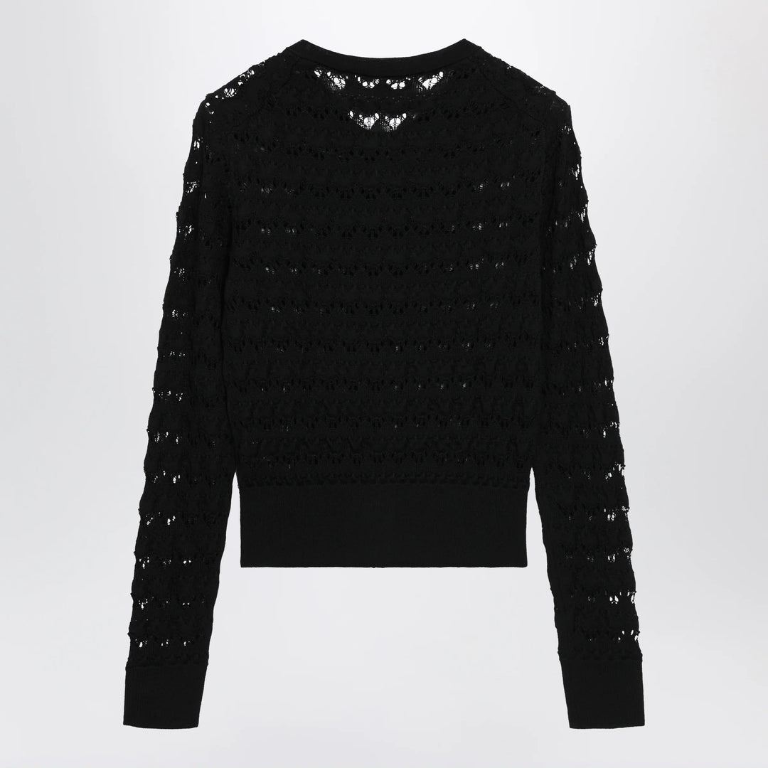 Dolce&amp;Gabbana - Openwork knit cardigan in virgin wool, black
