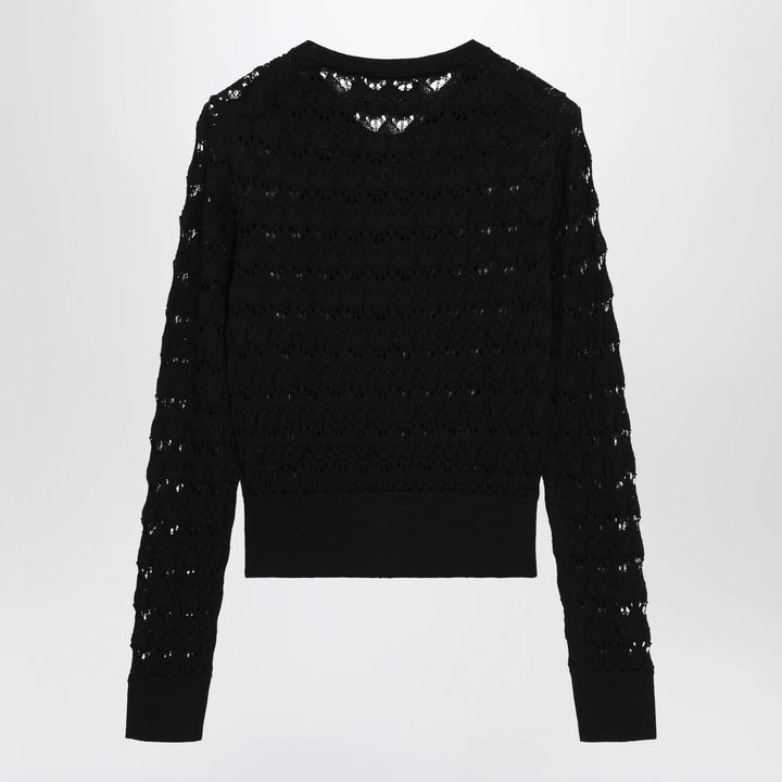 Dolce&amp;Gabbana - Openwork knit cardigan in virgin wool, black