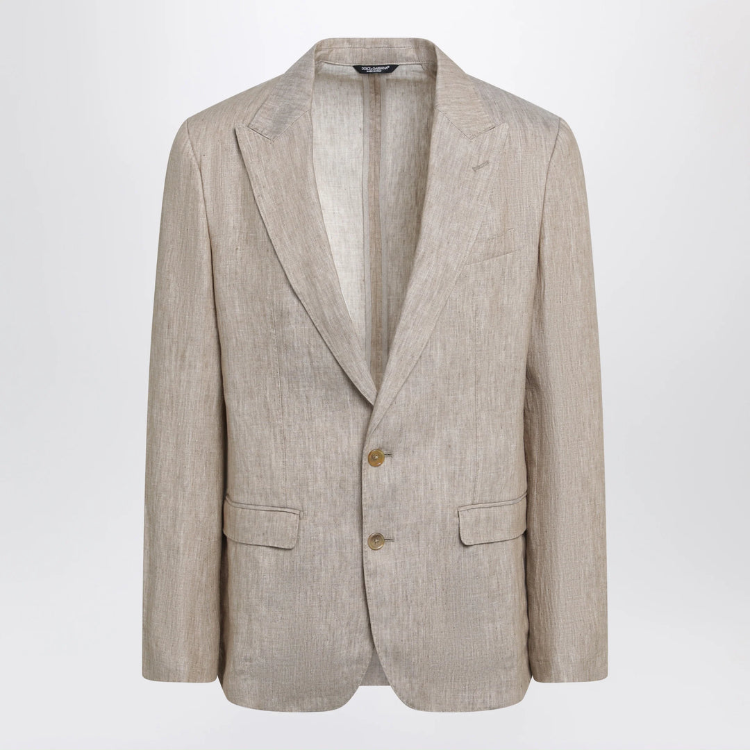 Dolce&amp;Gabbana - Taormina single-breasted linen jacket in melange beige/white