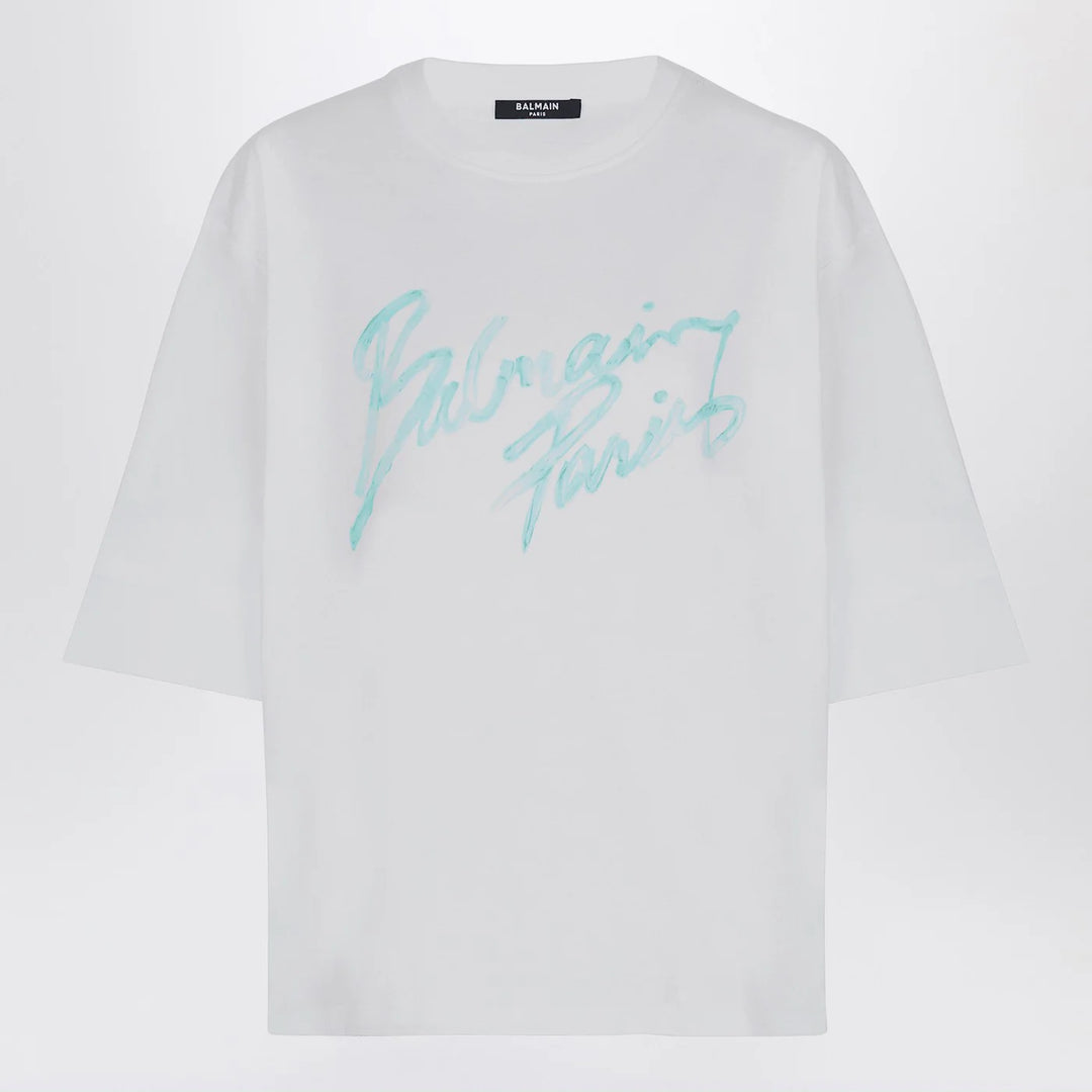 Balmain - Oversized white T-shirt with logo print