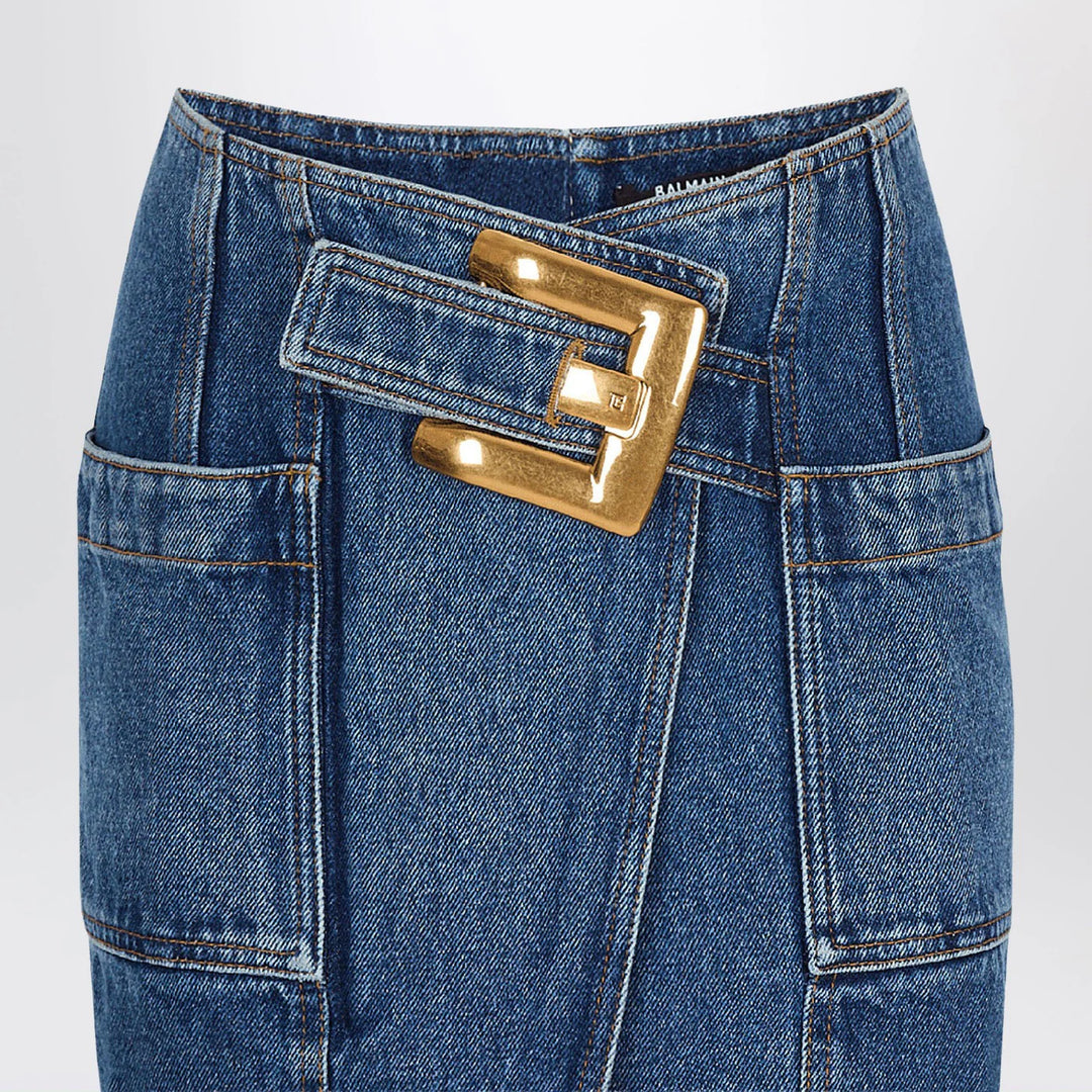 Balmain - Denim skirt with belt