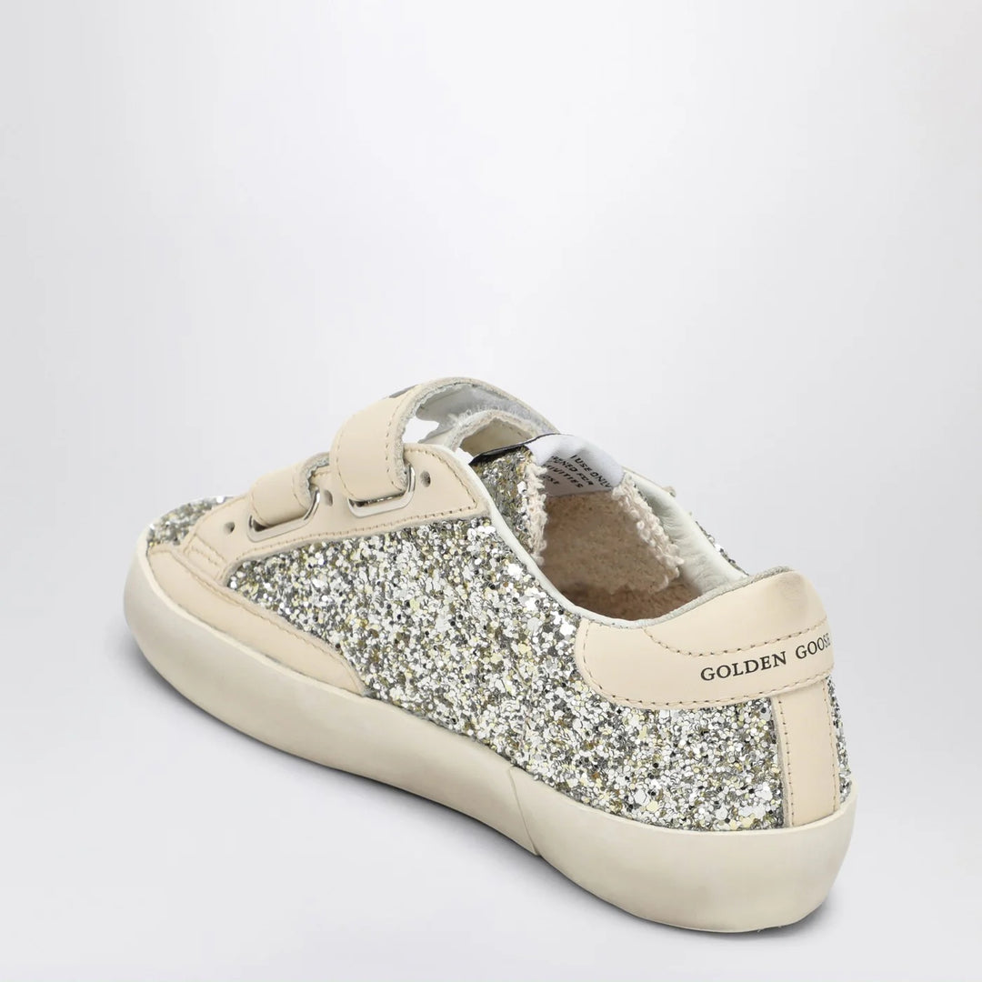 Golden Goose - Old School Sneakers in platinum/cream glitter
