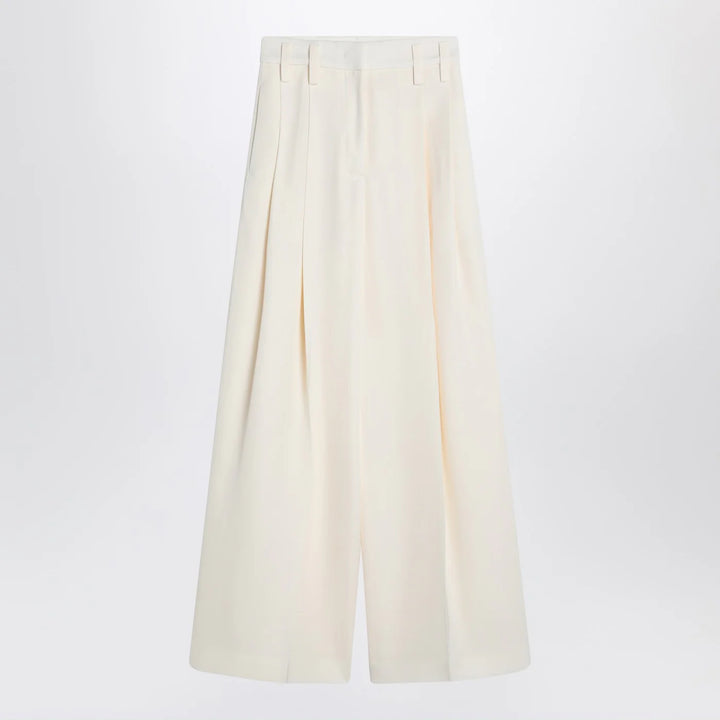 Jil Sander - Wide cream trousers in silk blend