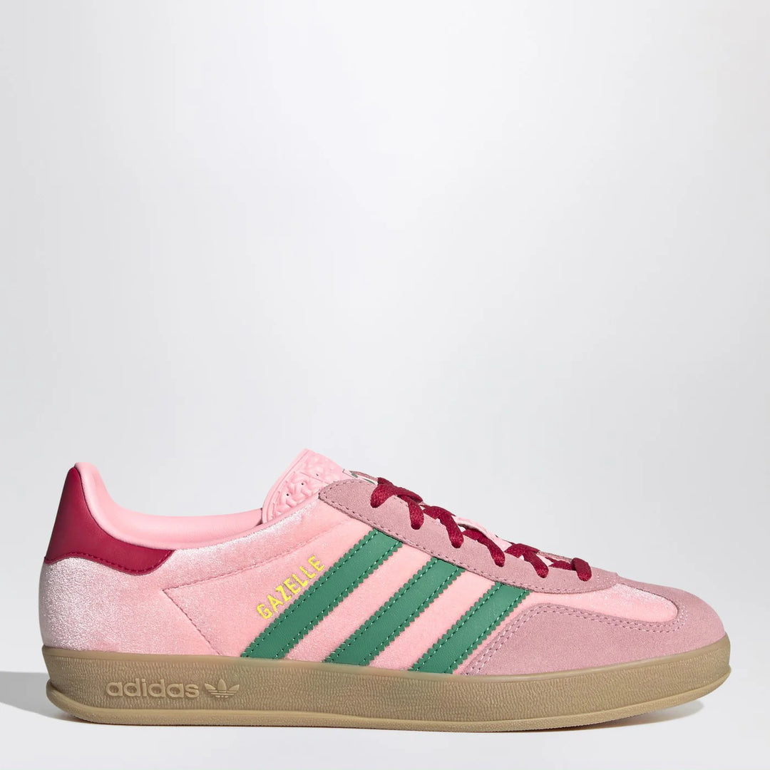 adidas Originals - Gazelle Indoor Court Green/Glow Pink/Gum velvet Sneakers