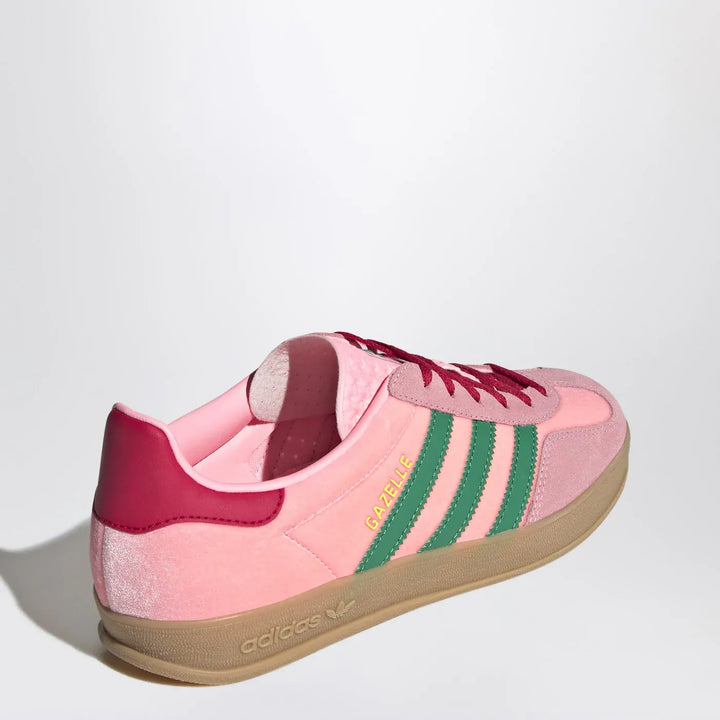 adidas Originals - Gazelle Indoor Court Green/Glow Pink/Gum velvet Sneakers Brand Apparel &amp; Accessories > Shoes 5,5 UK