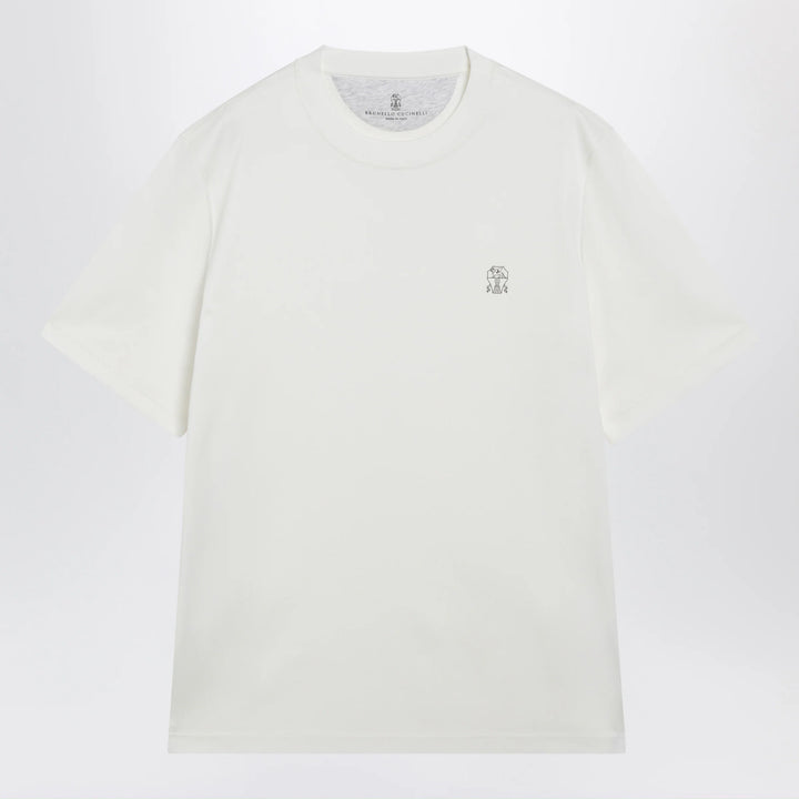 Brunello Cucinelli - Crew-neck cotton jersey T-shirt with logo in off white