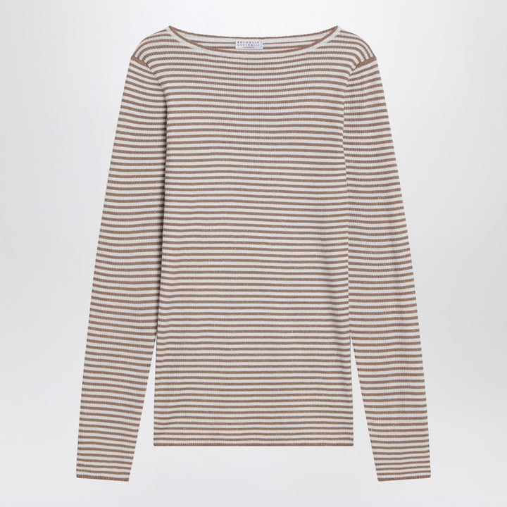 Brunello Cucinelli Sparkling striped sweater in cashmere and silk
