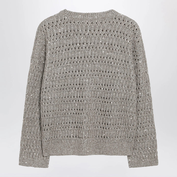Brunello Cucinelli - Crochet crewneck sweater with sequins