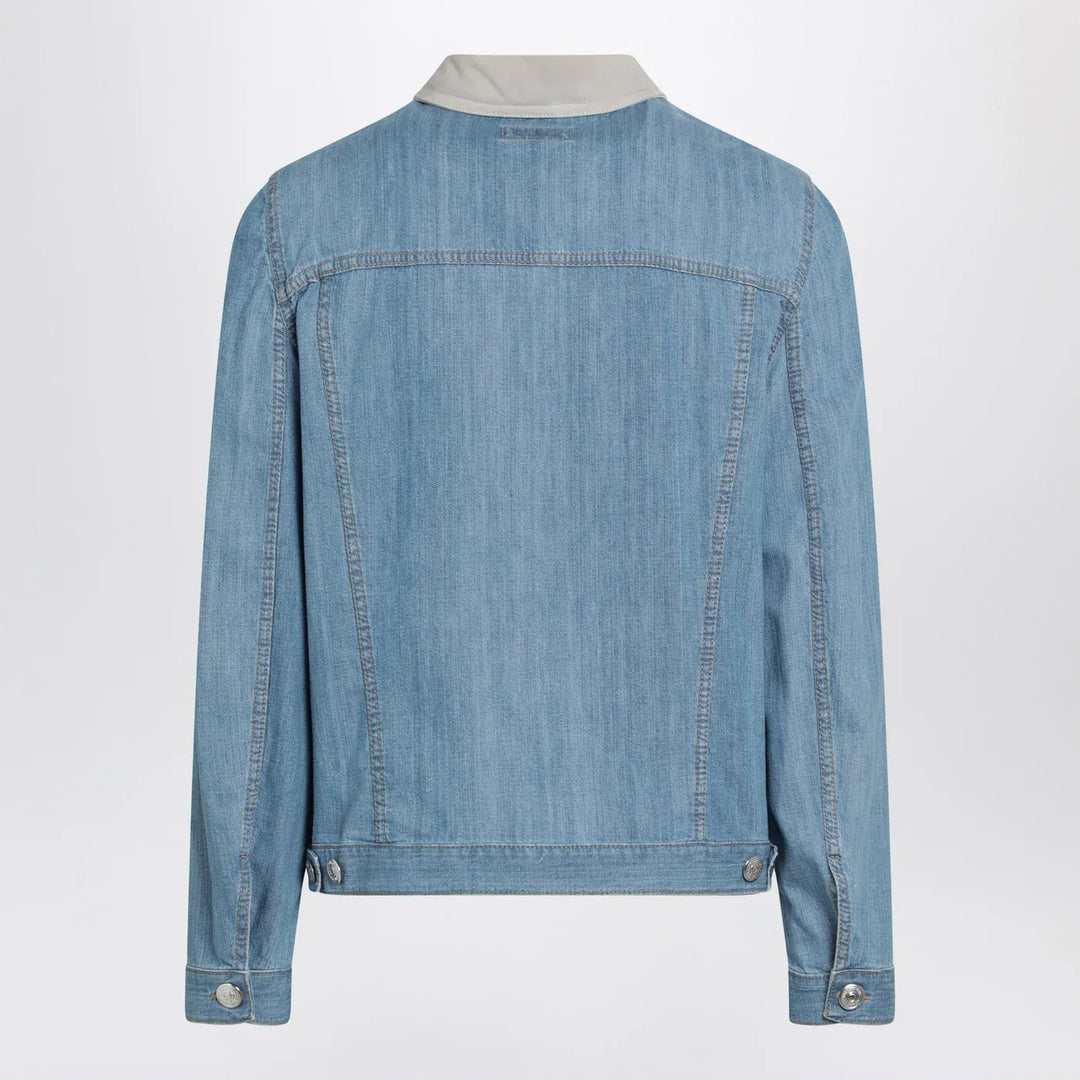 Brunello Cucinelli - Blue denim jacket with suede collar Brand Coats &amp; Jackets