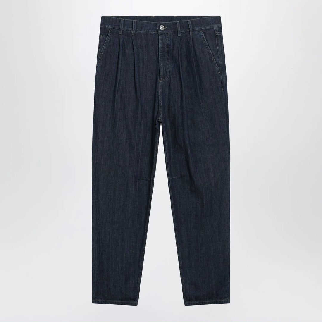 Brunello Cucinelli - Slim-fit jeans with pleats in blue denim