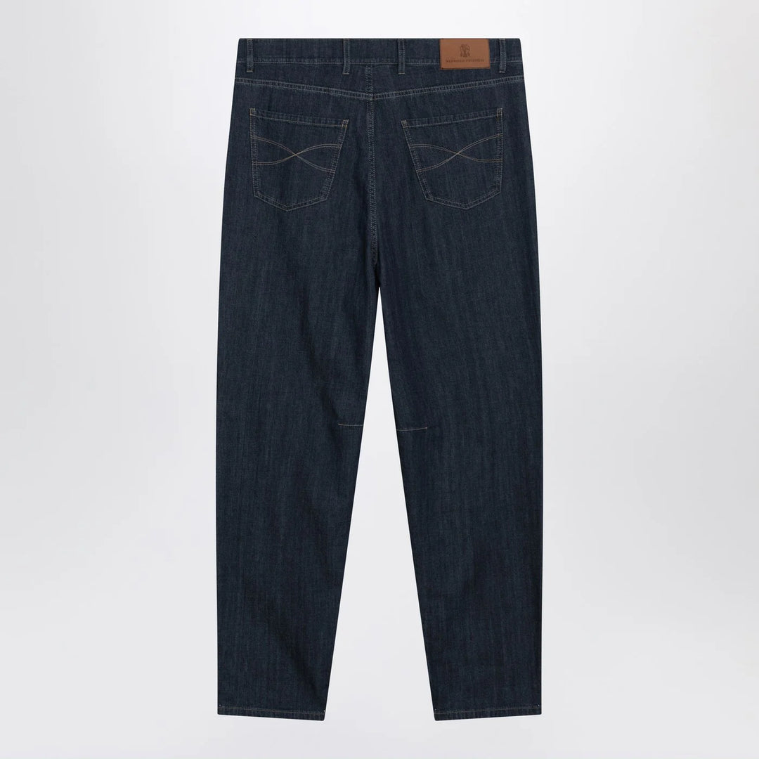 Brunello Cucinelli - Slim-fit jeans with pleats in blue denim