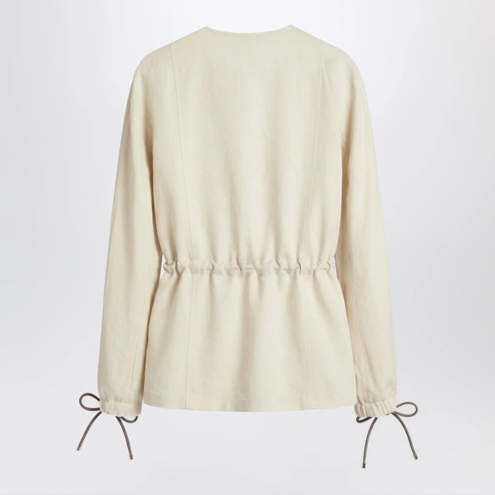 Max Mara - Beige linen and silk jacket with drawstring