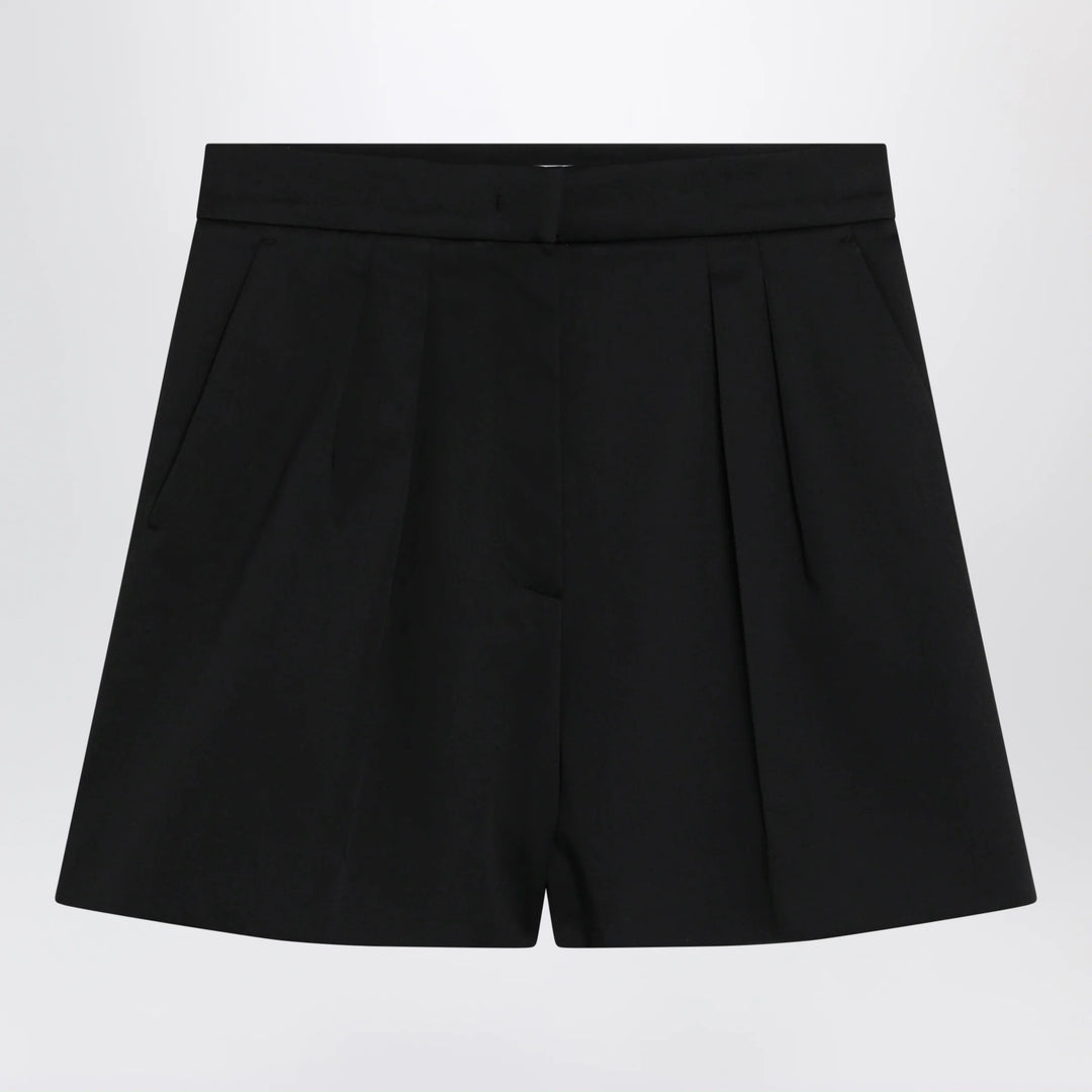 Max Mara - Black stretch cotton satin shorts