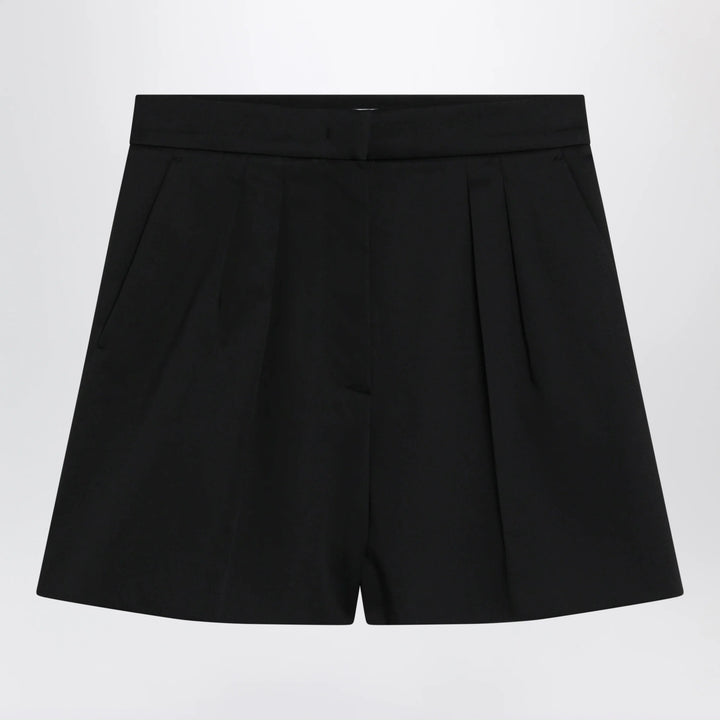 Max Mara - Black stretch cotton satin shorts