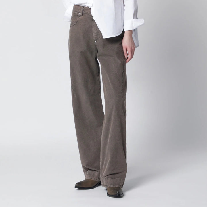 6397 - Washed olive green wide-leg jeans