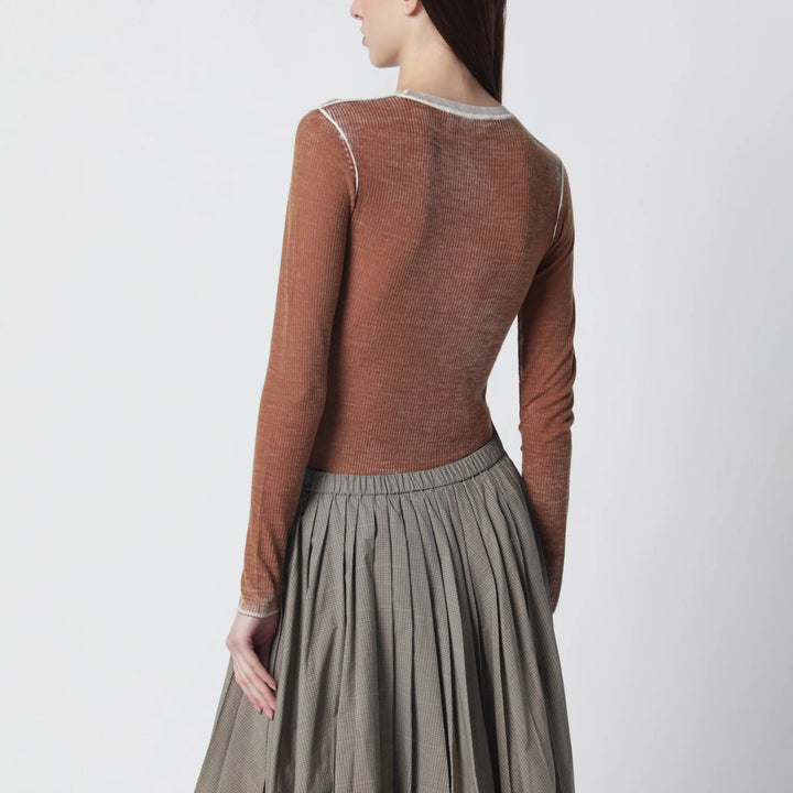 6397 - Ribbed desert-colored vintage-effect knit