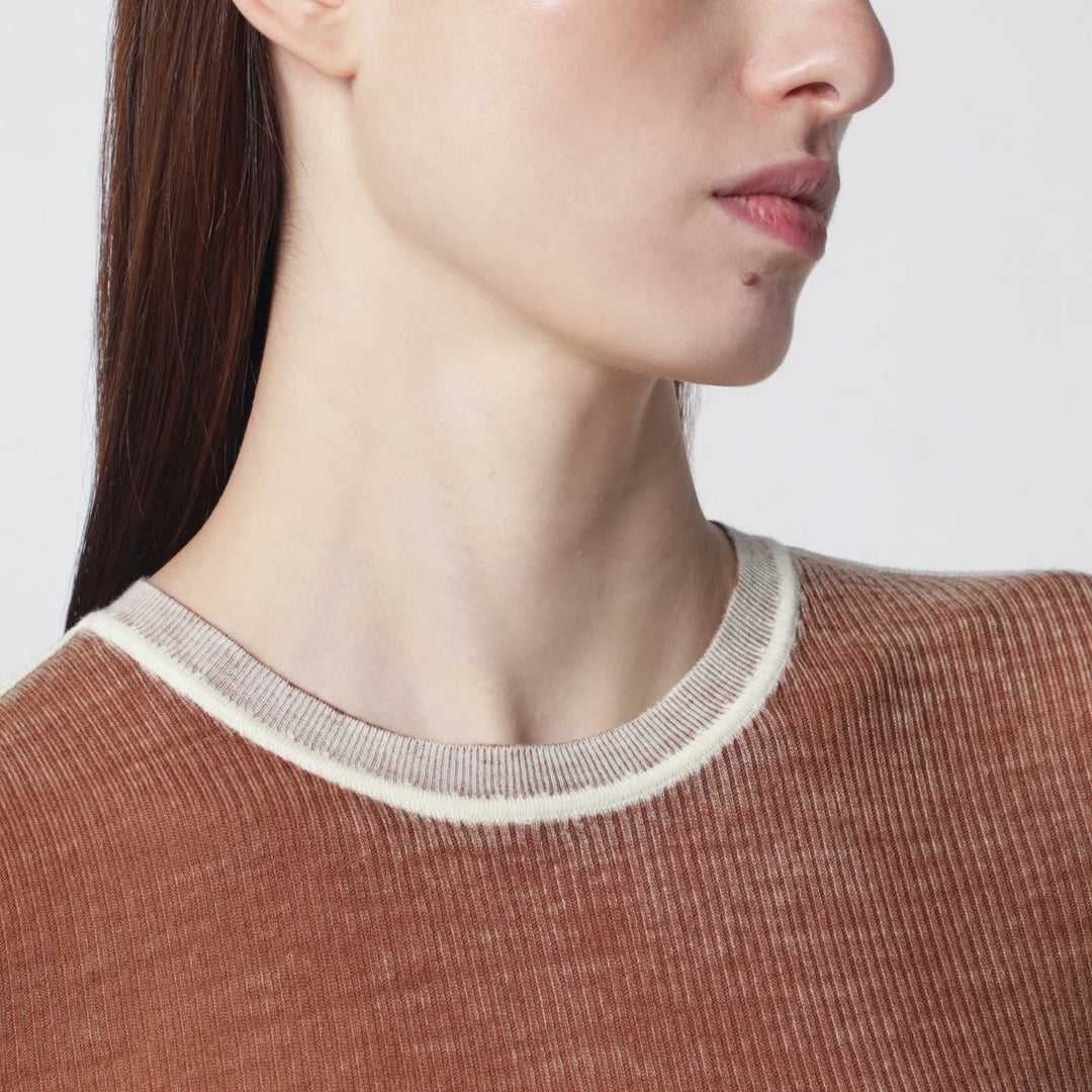 6397 - Ribbed desert-colored vintage-effect knit