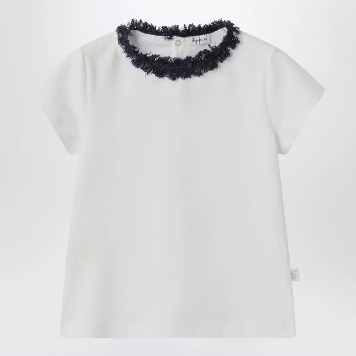 Il Gufo - White T-shirt with frayed neckline