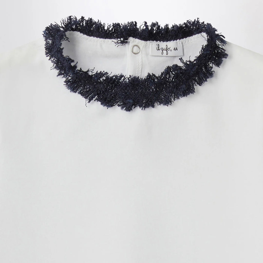 Il Gufo - White T-shirt with frayed neckline