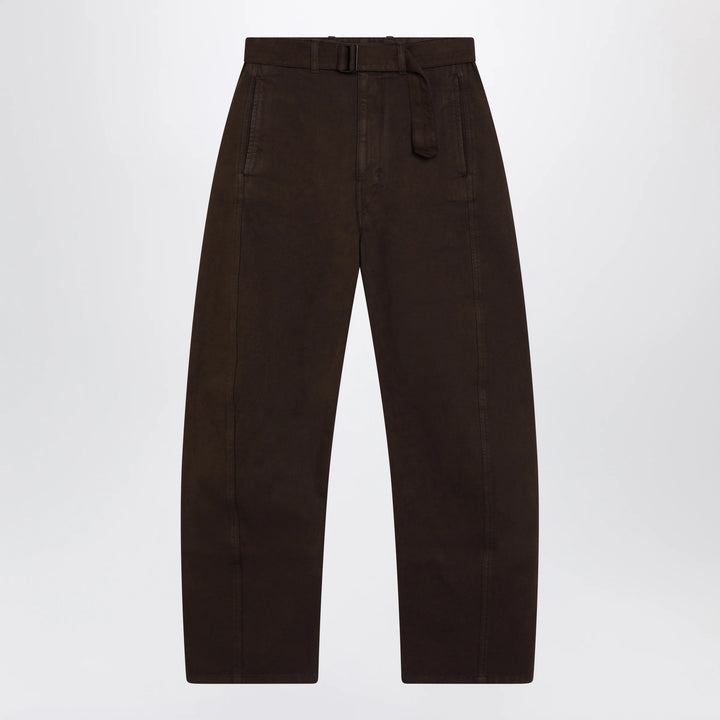 LEMAIRE - Brown cotton trousers with belt