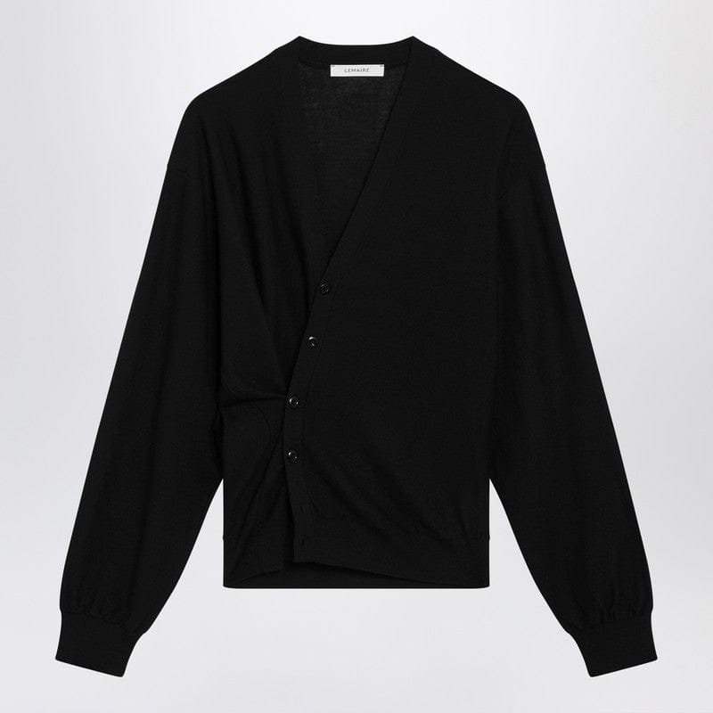 Shirts & Tops LEMAIRE - Black asymmetric wool-blend cardigan - M Brand