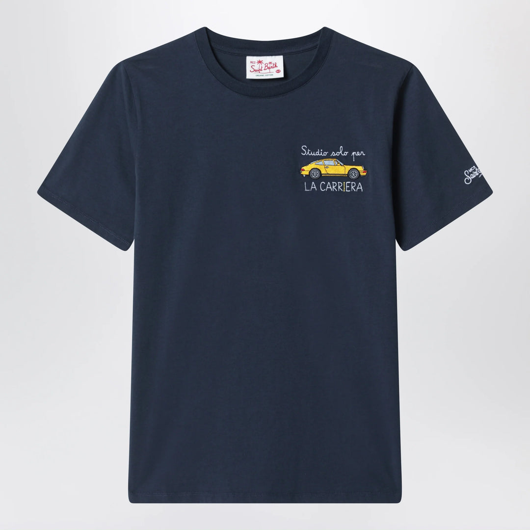 MC2 Saint Barth - Blue T-shirt with car embroidery