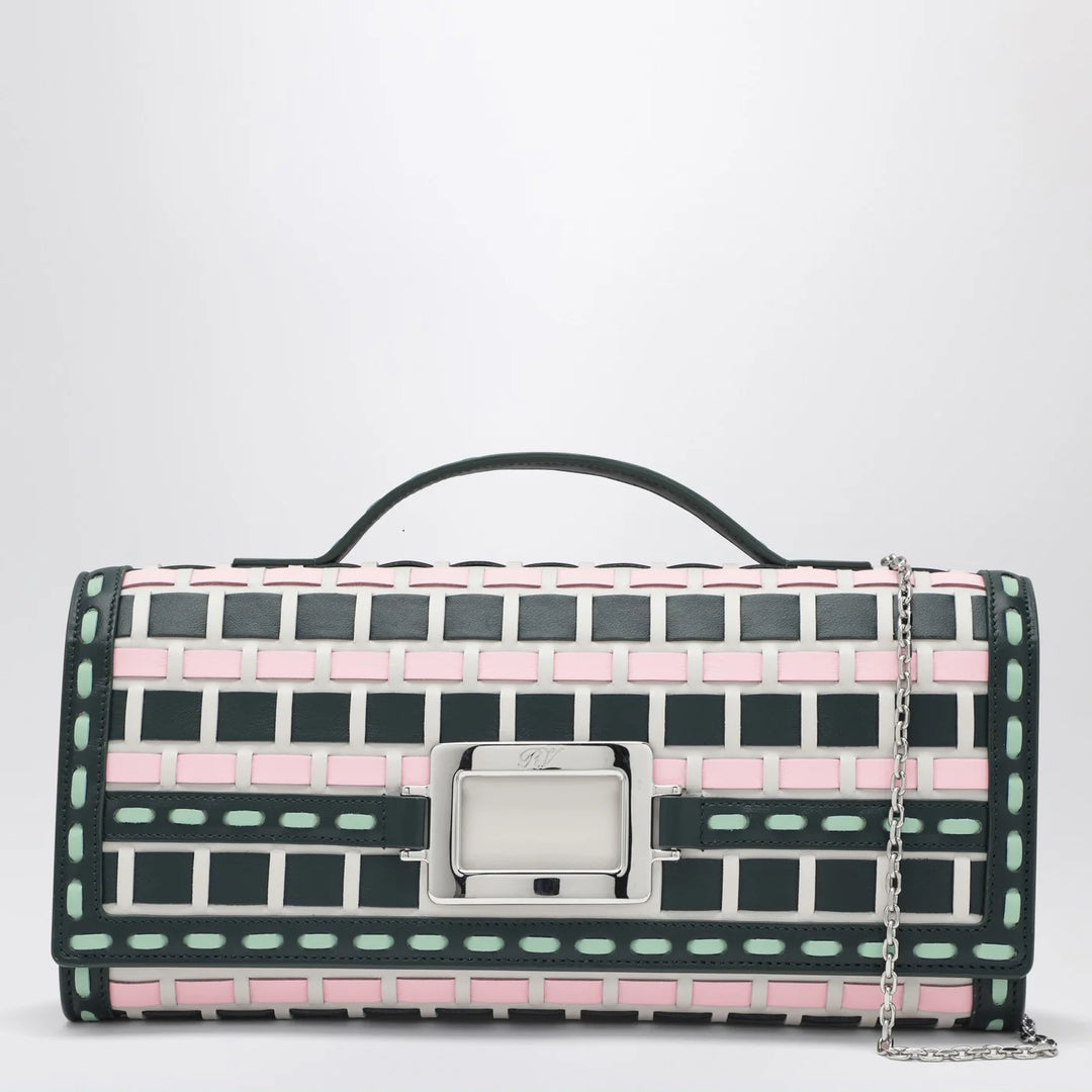 ROGER VIVIER - Belle Vivier ice/pink/navy blue clutch bag