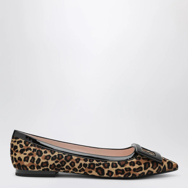 ROGER VIVIER - Gommettine ballerina leopard print pony skin Brand Shoes 36,5 IT