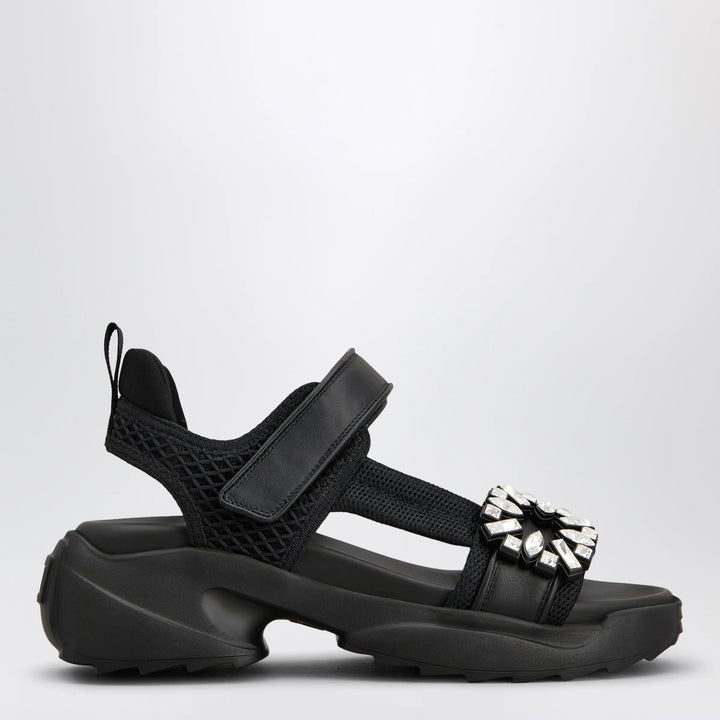 ROGER VIVIER - Viv’ on the Run black leather and textile sandals