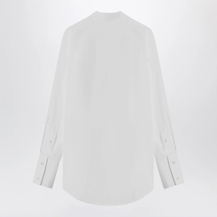 Maison Margiela - Deep V-neck cotton poplin shirt in white