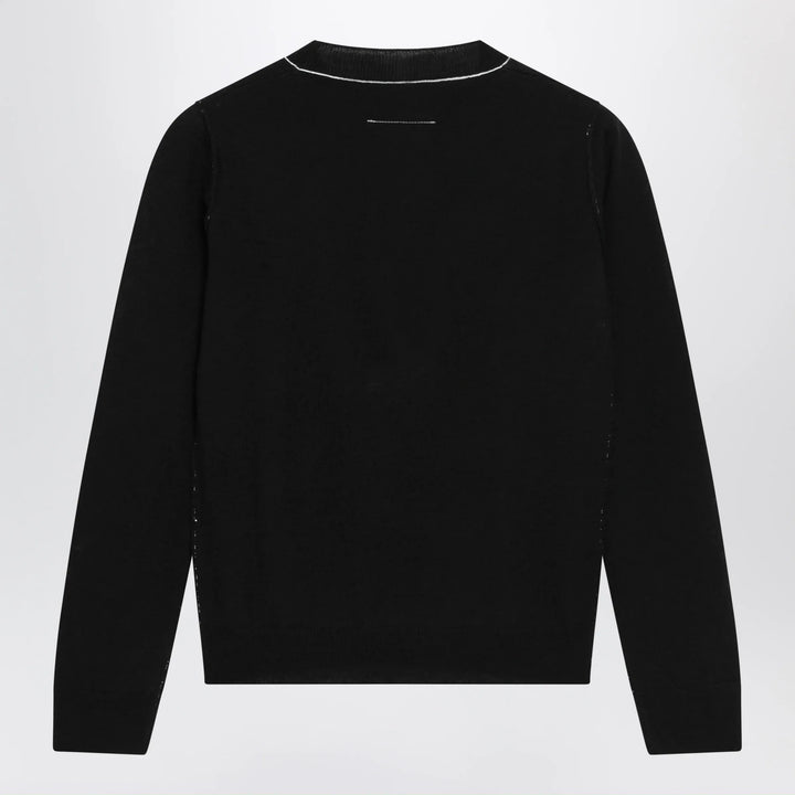 MM6 Maison Margiela - Wool-blend sweater with contrast trim in black Brand Shirts &amp; Tops