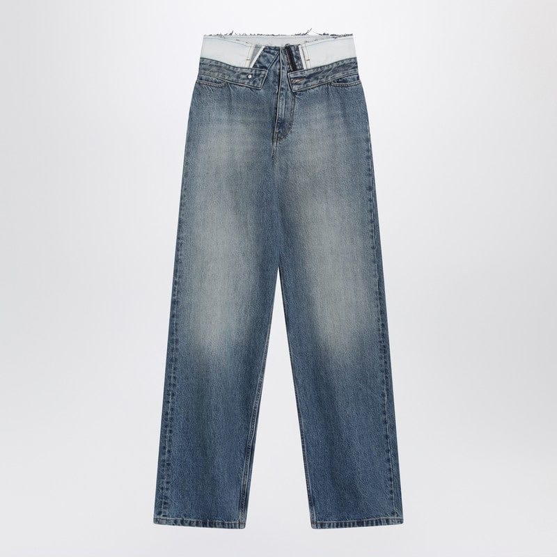 Pants MM6 Maison Margiela - Light blue washed jeans with layered waistband - 28 Brand